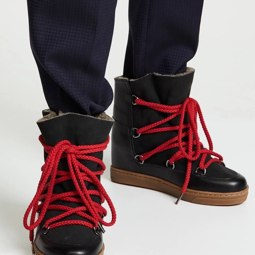 Isabel Marant Black and Red Winter Snow Boots Size 35 (NEW)